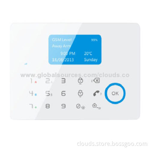 Wireless home alarm system with smart touch keypad and LCD display, 34-zone, app, contact ID